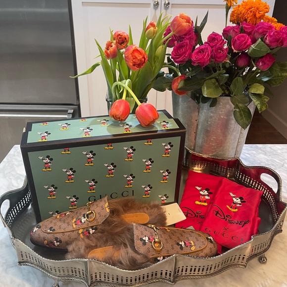 GUCCI X DISNEY Mini Vintage GG Supreme Monogram Mickey Mouse Fur Womens 37.5 - Picture 8 of 16